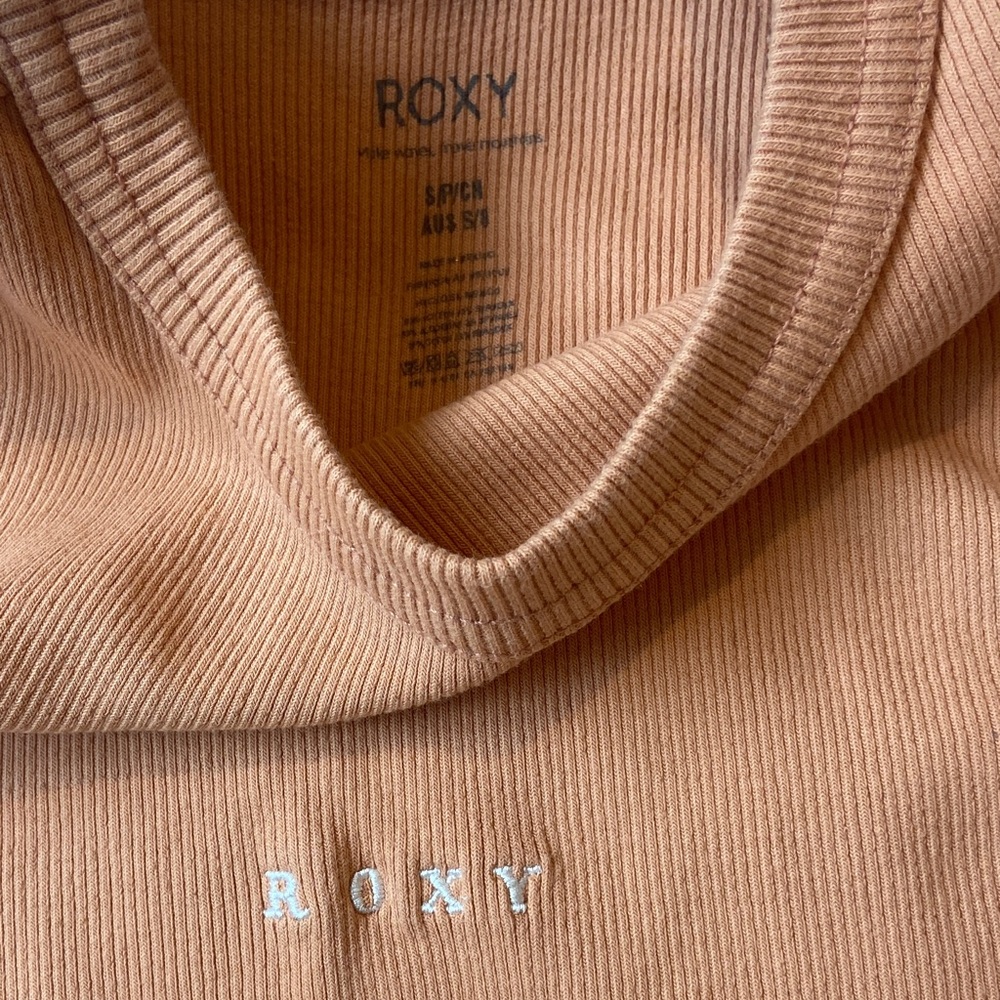 Roxy Ribbed Crop Tank Top - Terracotta - Picture 2 of 4